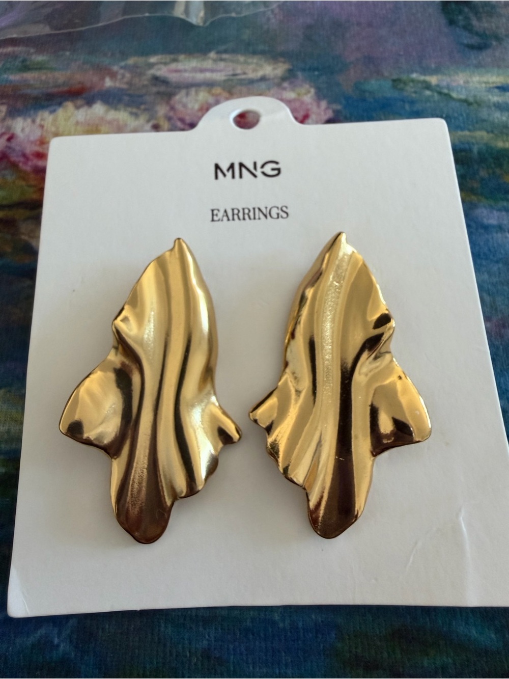 Mango Gold Sculpted Wave Earrings NWT new